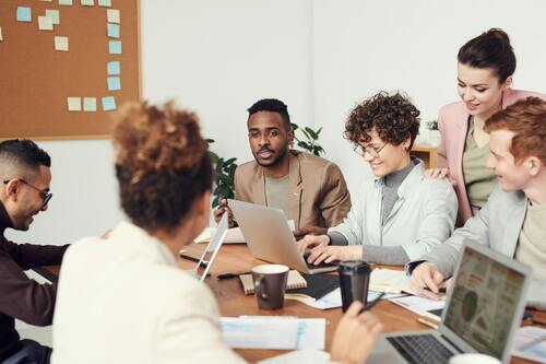 A team of professionals having a meeting.